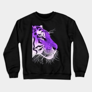 Purple and white ombre siberian tiger Crewneck Sweatshirt